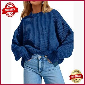 Oversized Chunky Ribbed Pullover Sweater Long Sleeve Crewneck Fall Casual
